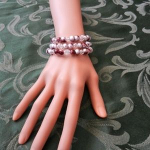 Handmade Memory Wire Beaded Bracelet